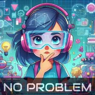 Illustrated girl in goggles and headphones thinking