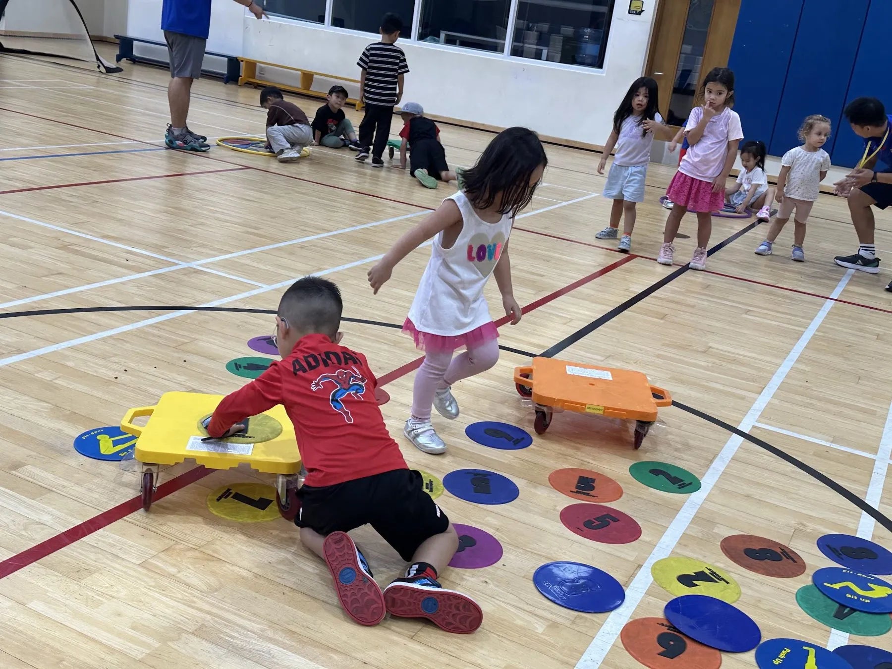 Campers playing games in the sports hall