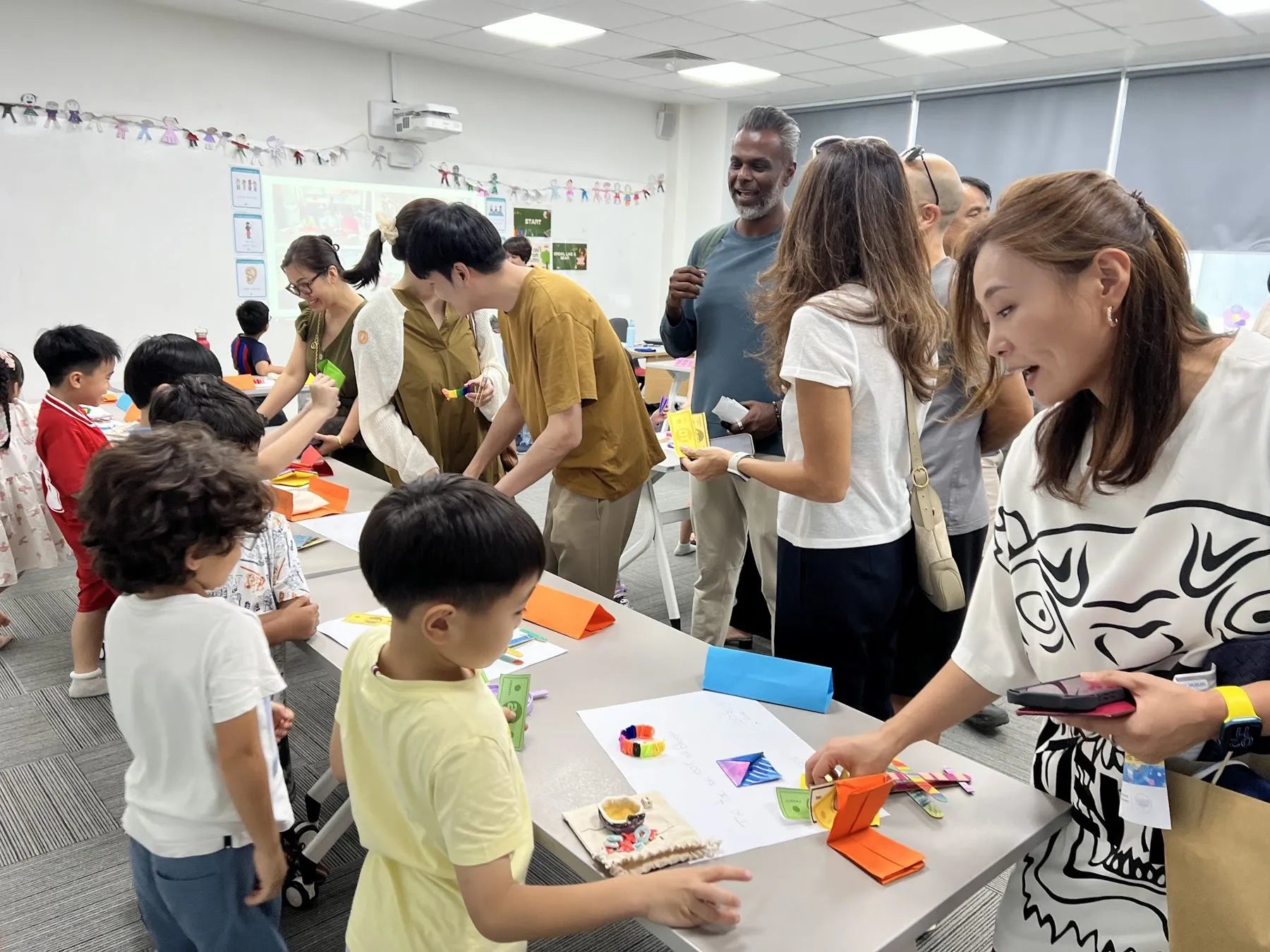 Families exploring projects at the Big Exhibition